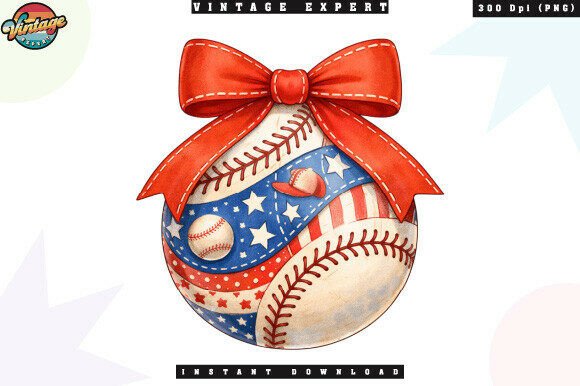 Baseball USA Flag Patchwork Bow PNG: Elevating Patriotic Sports Designs