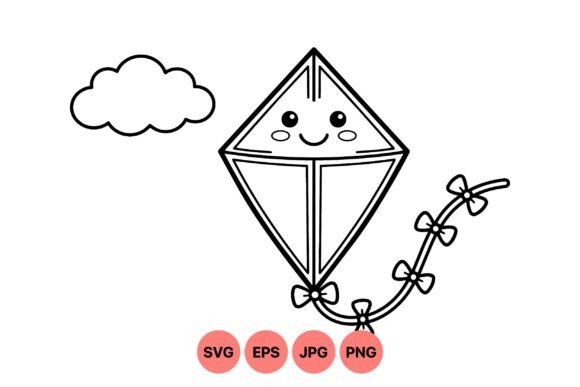 Bringing Joy to Designs: The Magic of the Cute Kawaii Kite Outline Svg