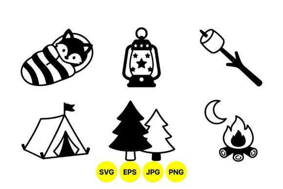 Camping Woodland Cute Icons: A Vector Collection