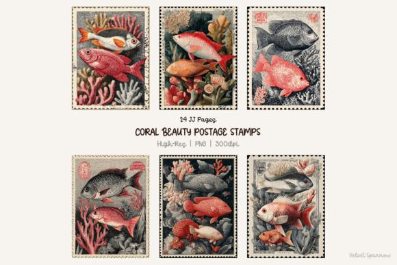 Coral Beauty Postage Stamps 24 Png: A Versatile Resource for Creative Projects