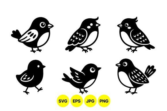 Cute Bird Silhouette Clipart Set for Designers