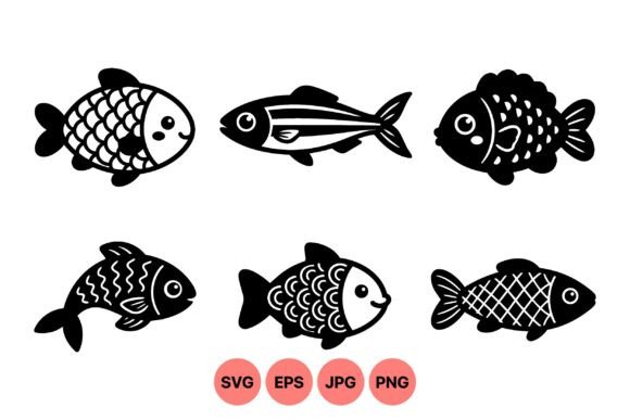 Cute Black Fish Silhouette Clipart