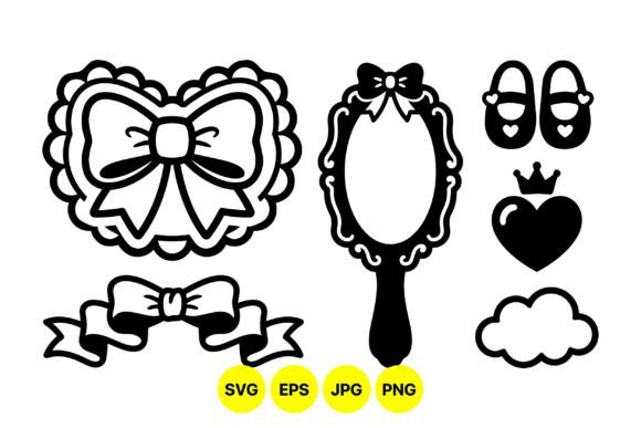 Cute Bow and Mirror Clipart Set: A Design Evaluation