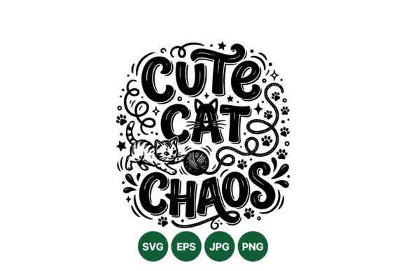 Cute Cat Chaos SVG Design: Playful Vector Art