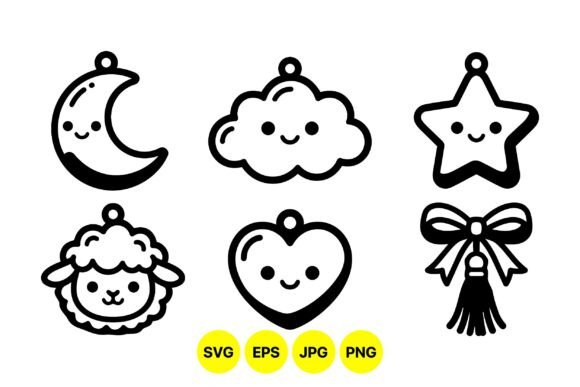 Cute Kawaii Charm SVG Icons for Design