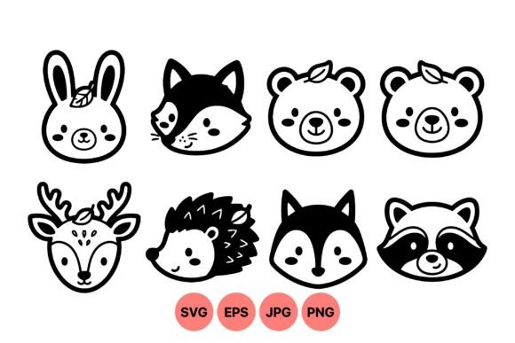 Cute Woodland Animal Faces SVG: A Minimalist Vector Set