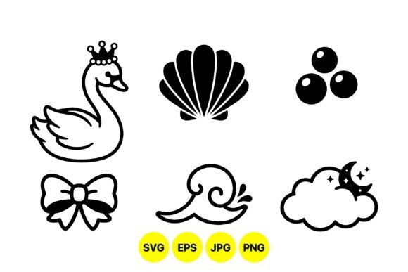 Elegant Princess Swan Icons: A Guide to Black Outline Vector Art and Decorative Design
