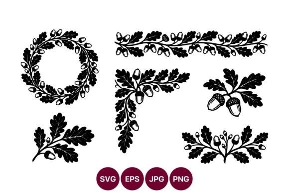 Elevating Brand Identity with Vector Line Art Acorn Leaves Wreath Designs