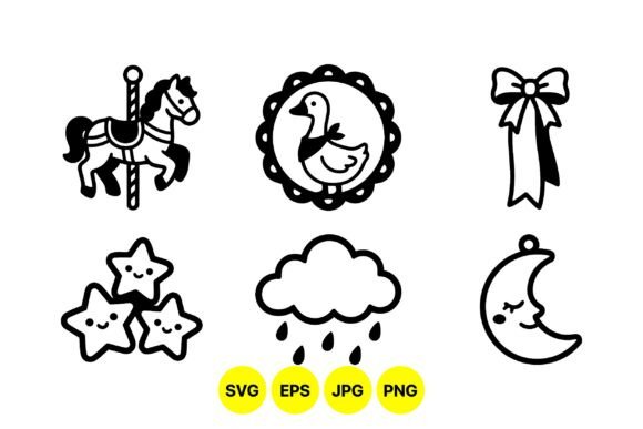 Elevating Digital Design with the Cute Kids Toy Clipart Pack: A Minimalist Approach to Playful Branding