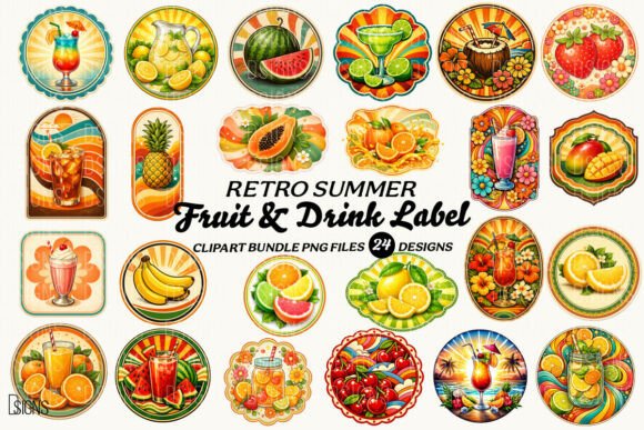 Evaluating the Retro Summer Fruit Drink Label Bundle for Creative Projects
