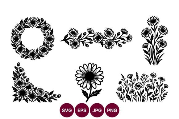 Floral Borders Bouquet Emblems Black: A Versatile Design Asset for Modern Creators