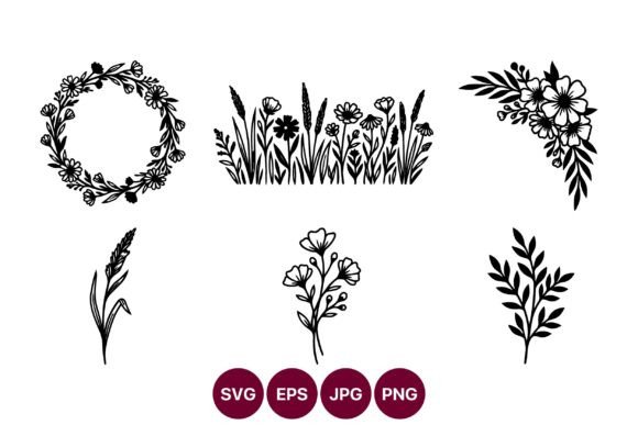 Floral Silhouettes and Wreaths