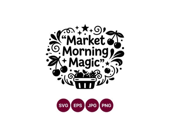 Market Morning Magic with Cherries Vector Art