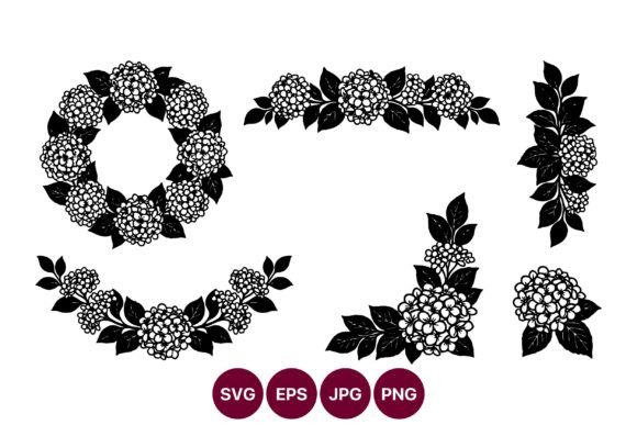 Monochrome Hydrangea Garland Art