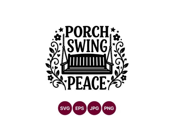 Porch Swing Peace Black White Vector Art
