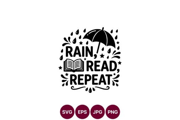 Rain Read Repeat Umbrella Book Vector Art