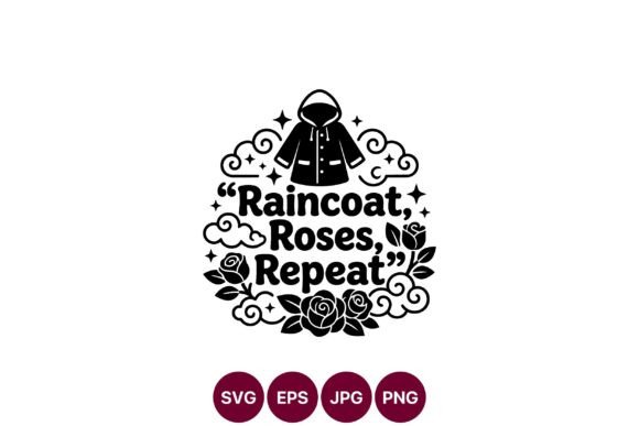 Raincoat Roses Repeat Floral Vector Art