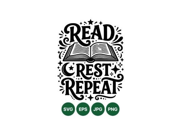 Read Rest Repeat Book Design: A Vintage Vector Masterpiece for Modern Creators