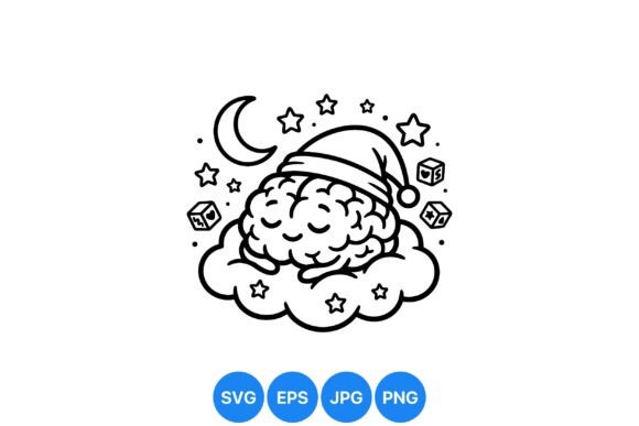 Sleepy Brain Night Clipart: Whimsical Rest