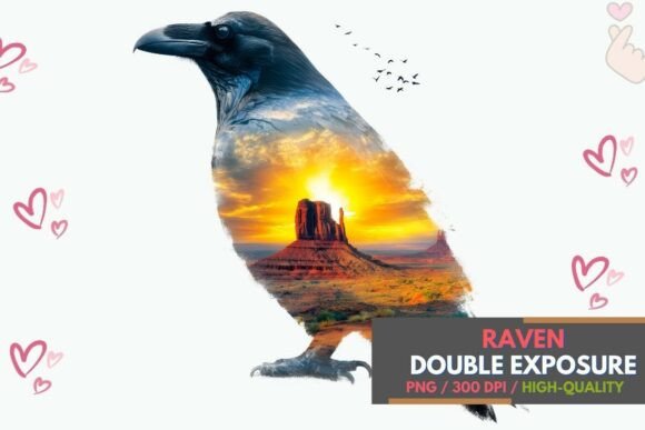 Unveiling the Art of Double Exposure: A Deep Dive into the Raven Desert Sunset Design