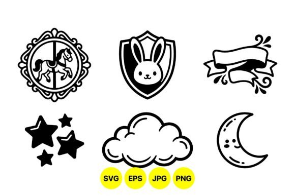 Whimsical Nursery SVG Icons for Design